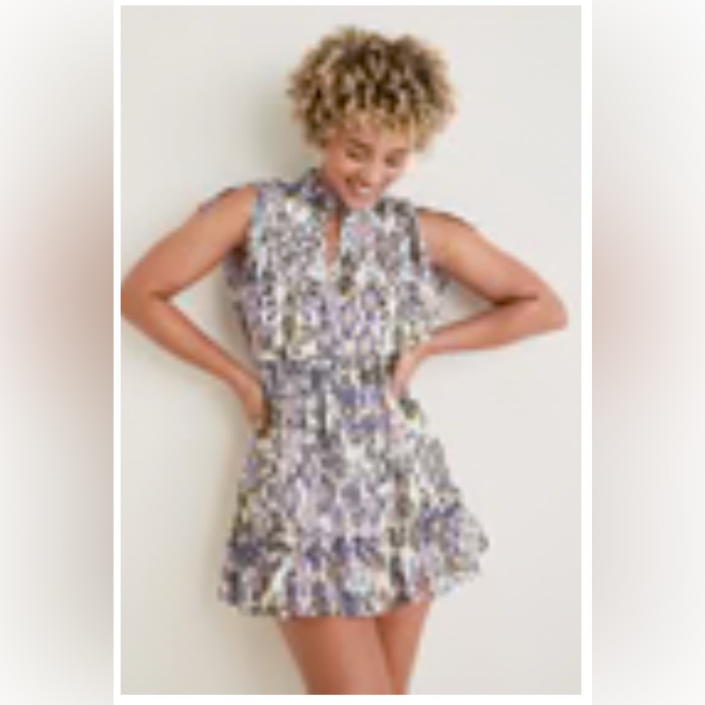 Purple printed mini dress